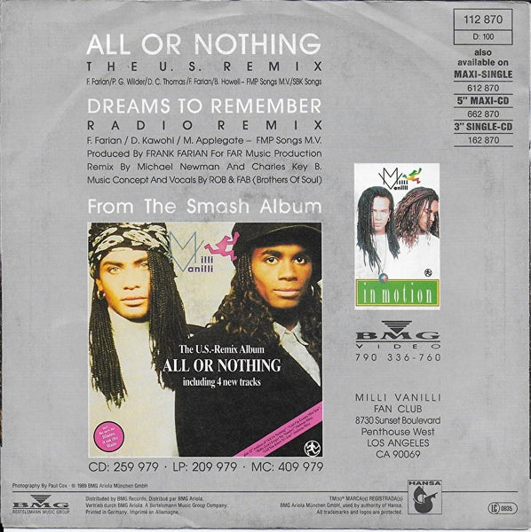 Milli Vanilli - All or nothing (the U.S. remix)