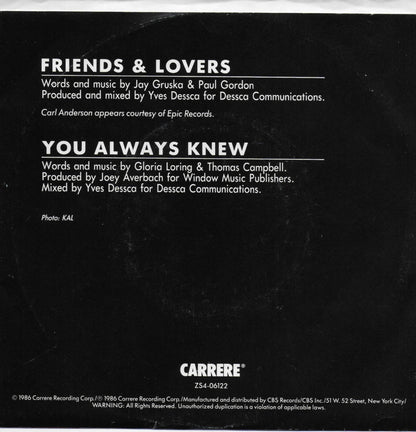 Gloria Loring & Carl Anderson - Friends & lovers (Amerikaanse uitgave)