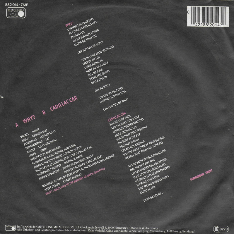 Bronski Beat - Why? (Duitse uitgave)