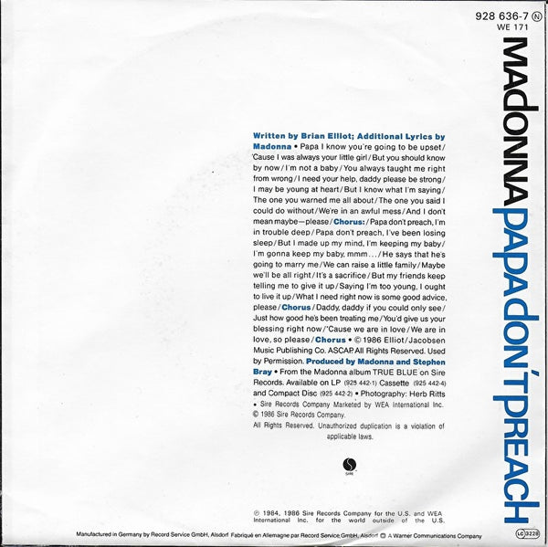 Madonna - Papa don't preach