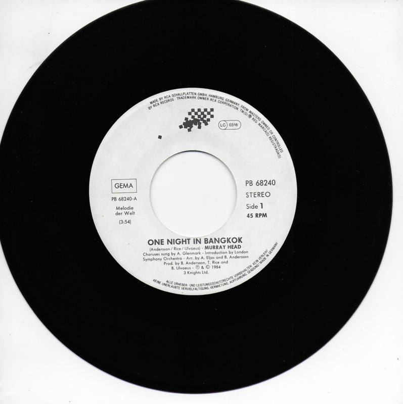 Murray Head - One night in Bangkok (Duitse uitgave)