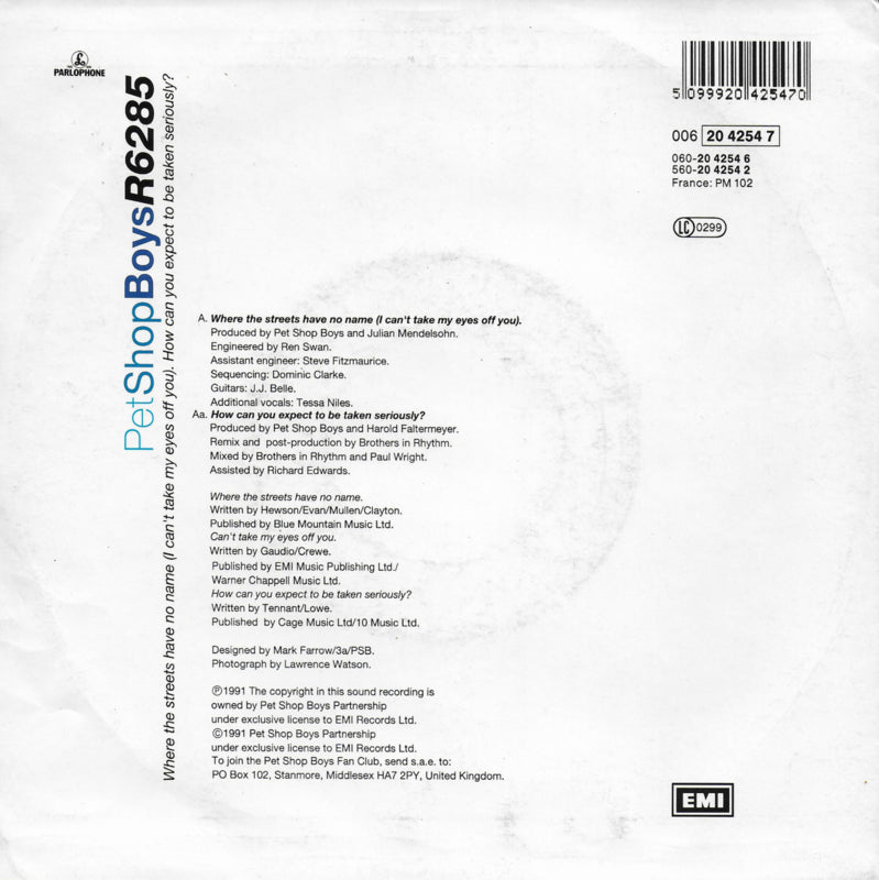 Pet Shop Boys - Where the streets have no name / Can't take my eyes off you