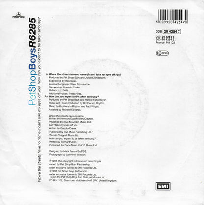 Pet Shop Boys - Where the streets have no name / Can't take my eyes off you
