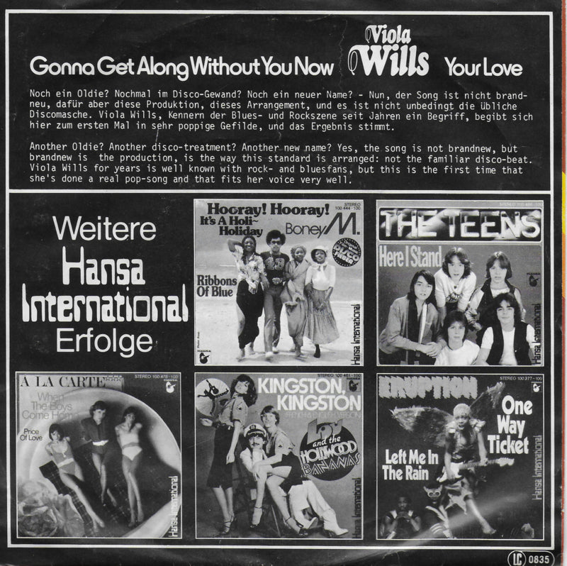 Viola Wills - Gonna get along without you now (Duitse uitgave)