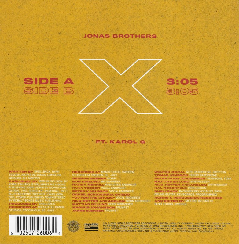 Jonas Brothers ft. Karol G - X (Amerikaanse uitgave, limited edition)