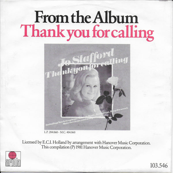 Jo Stafford - Thank you for calling