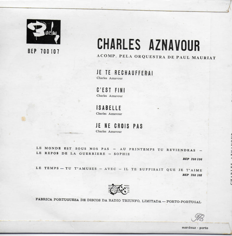 Charles Aznavour - Isabelle (Portugese uitgave)