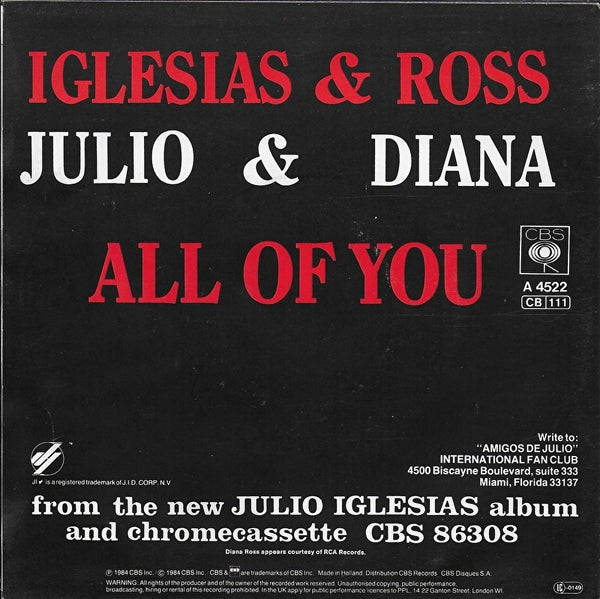 Diana Ross & Julio Iglesias - All of you (Alternative cover)