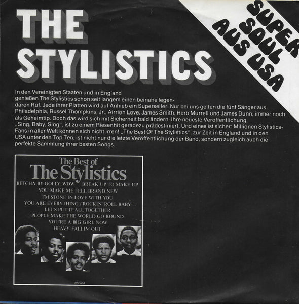 Stylistics - Sing, baby sing (Duitse uitgave)