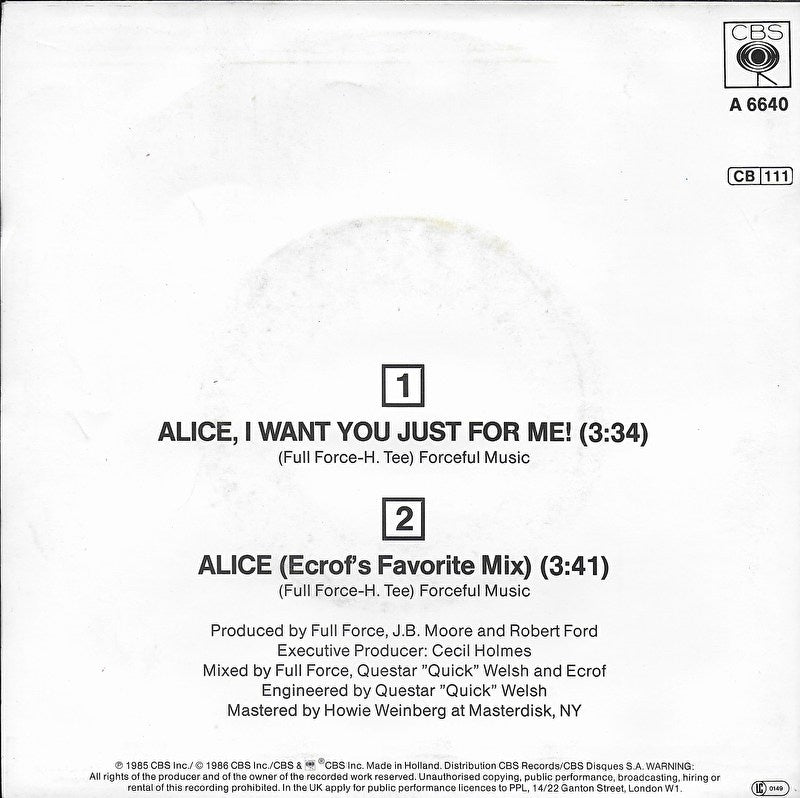 Full Force - Alice, i want you just for me