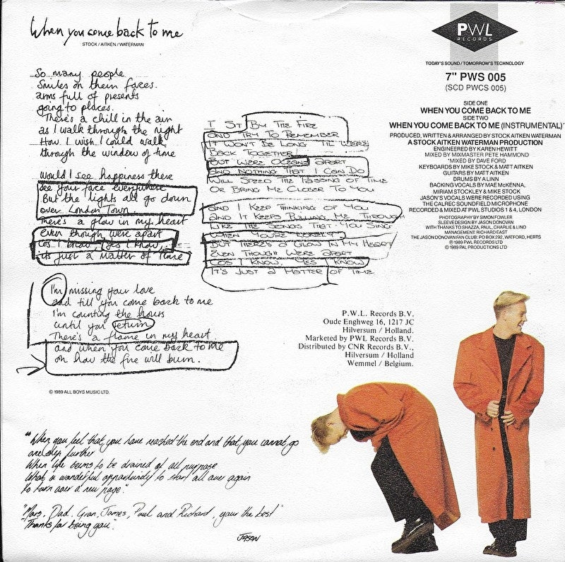 Jason Donovan - When you come back to me