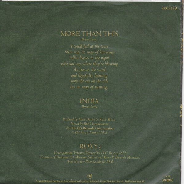 Roxy Music - More than this (Duitse uitgave)