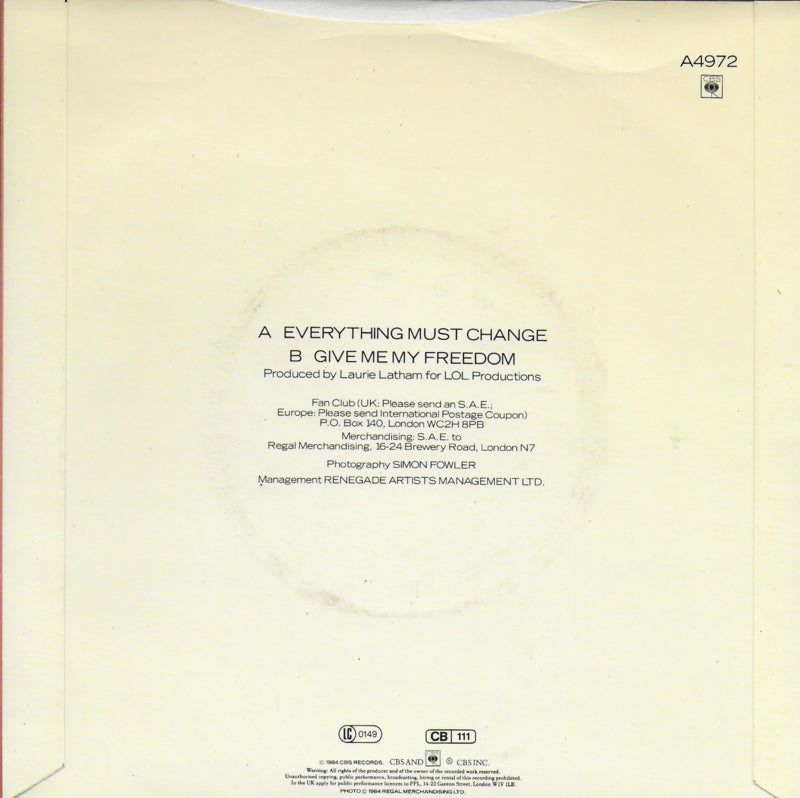 Paul Young - Everything must change (Engelse uitgave)