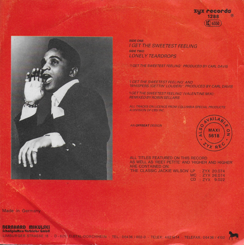 Jackie Wilson - I get the sweetest feeling (Duitse uitgave)