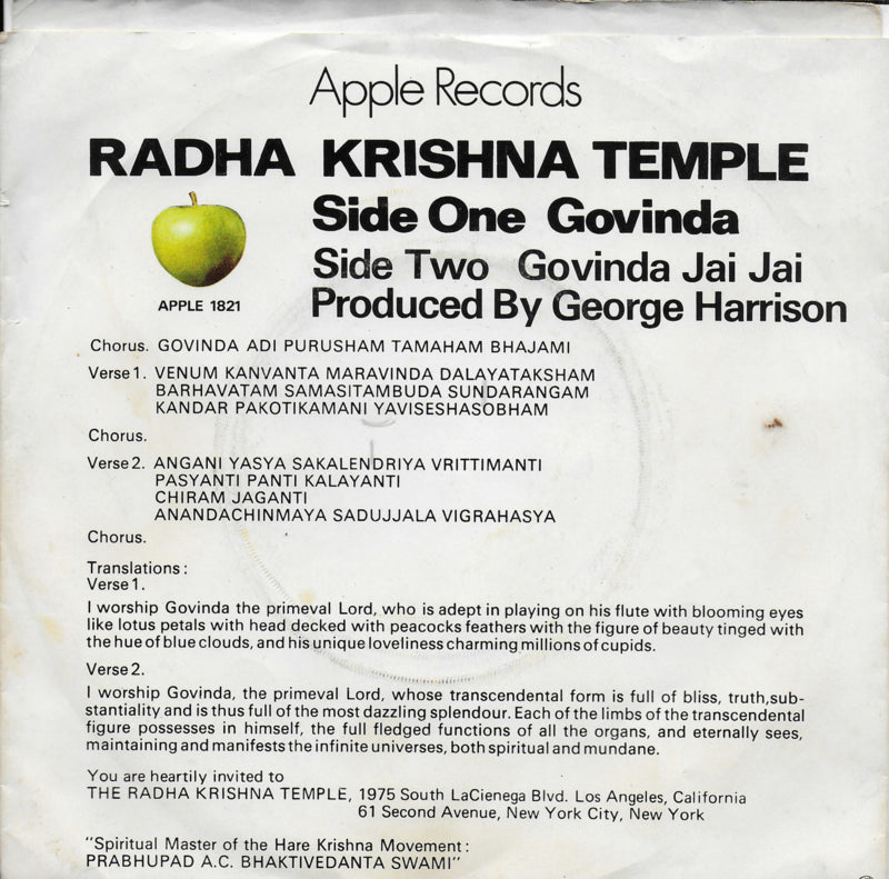 Radha Krishna Temple (London) - Govinda (Amerikaanse uitgave)