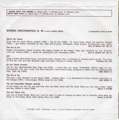 Art Tatum - I know that you know (Italiaanse uitgave)