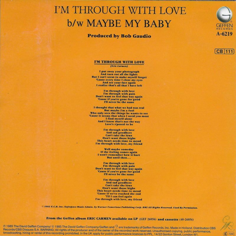 Eric Carmen - I'm through with love