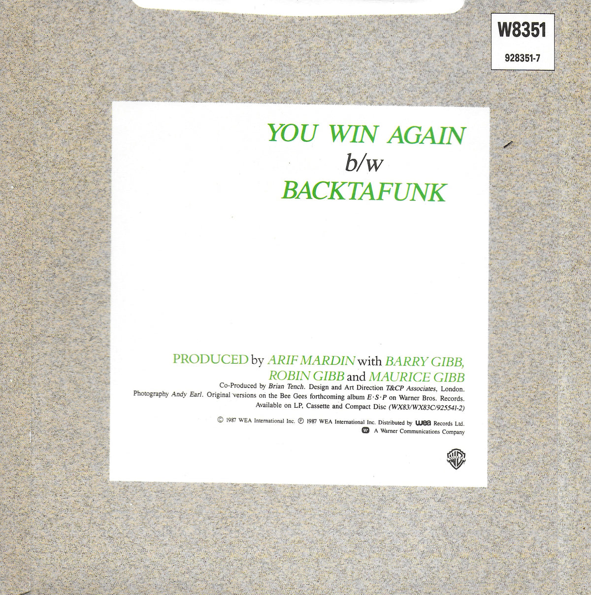 Bee Gees - You win again (Engelse uitgave)