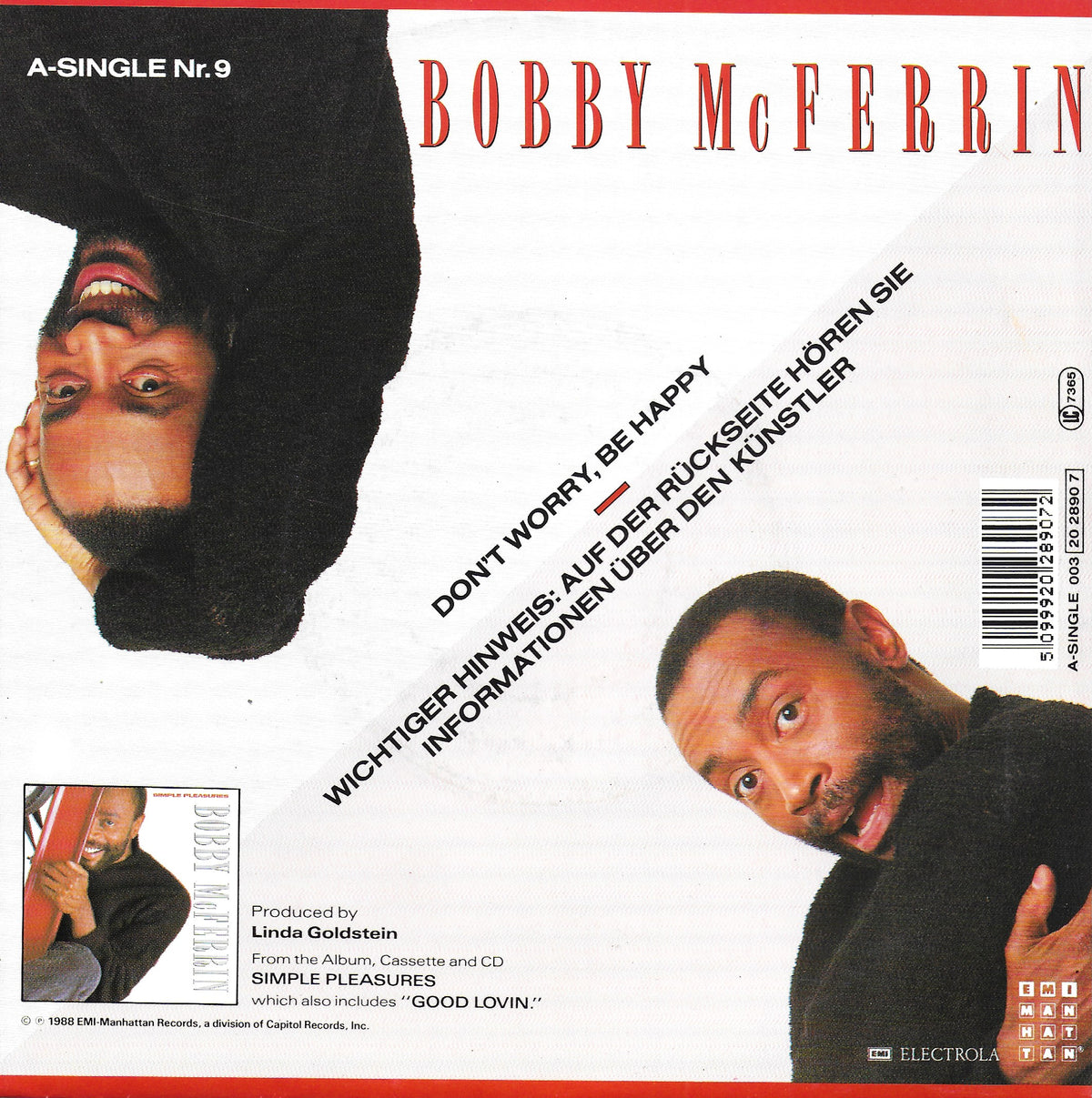 Bobby McFerrin - Don't worry be happy (Duitse uitgave)