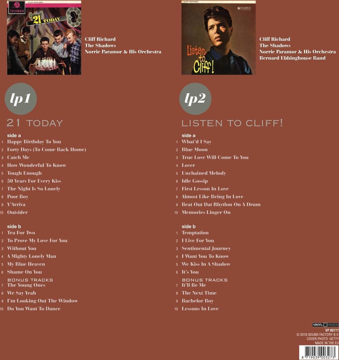 Cliff Richard - 21 Today/Listen To Cliff! (2LP)