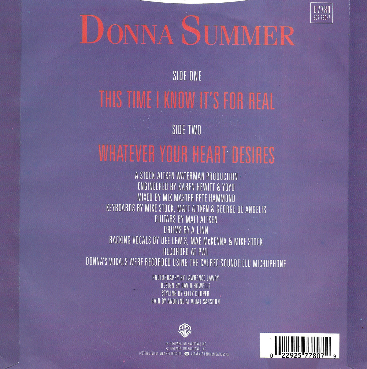 Donna Summer - This time i know it's for real (Engelse uitgave)
