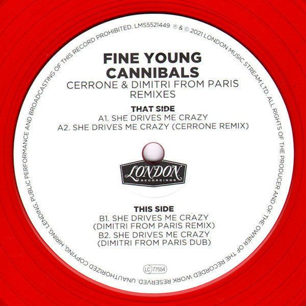 Fine Young Cannibals - She drives me crazy (Remixes) (Red vinyl) (12" Maxi Single)