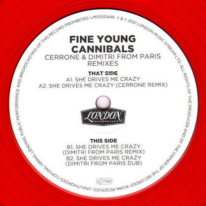 Fine Young Cannibals - She drives me crazy (Remixes) (Red vinyl) (12" Maxi Single)