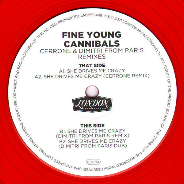 Fine Young Cannibals - She drives me crazy (Remixes) (Red vinyl) (12" Maxi Single)