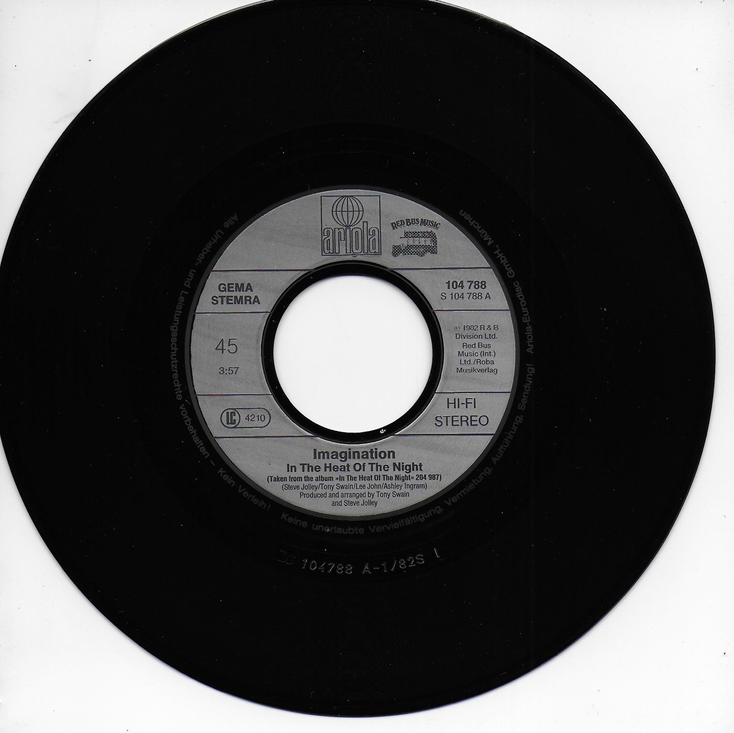 Imagination - In the heat of the night (Duitse uitgave)