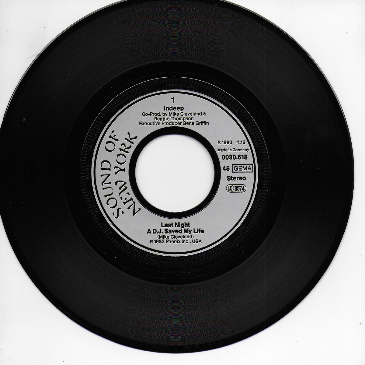 Indeep - Last night a d.j. saved my life (Duitse uitgave)