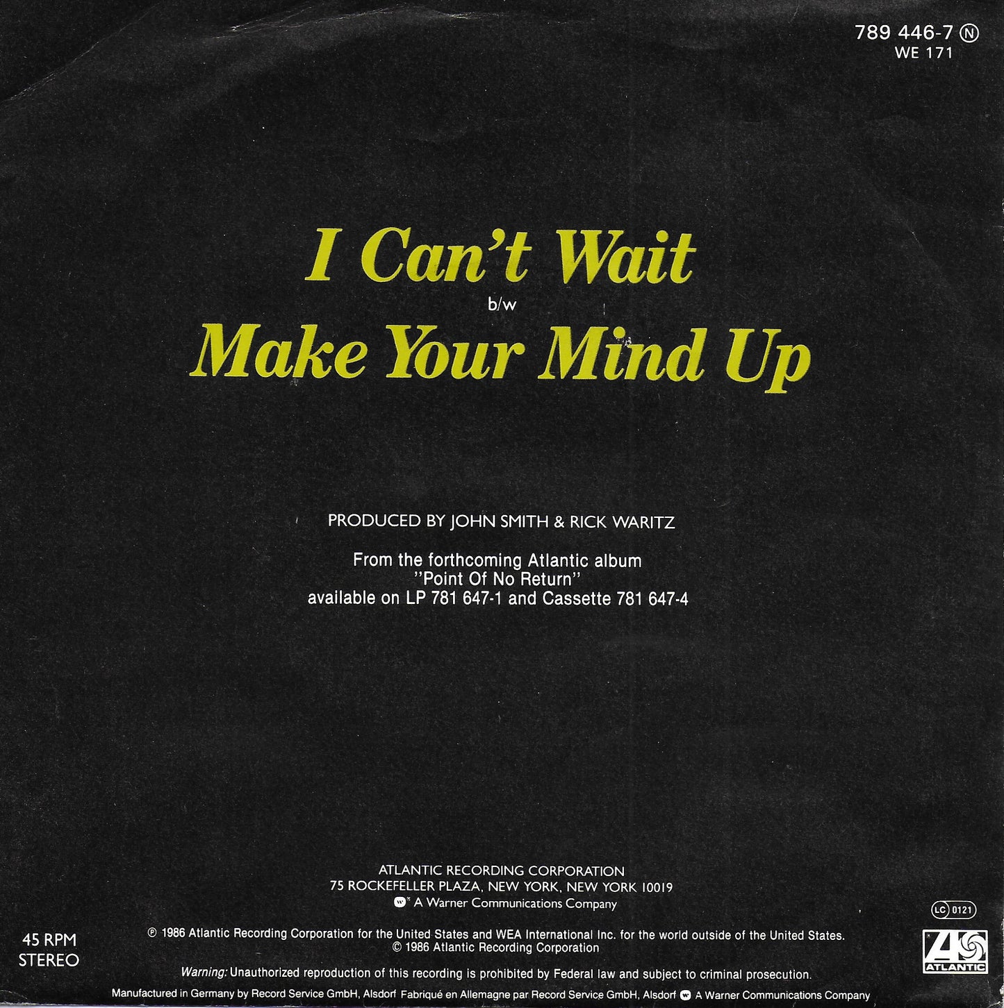 Nu Shooz - I can't wait (Europese uitgave)