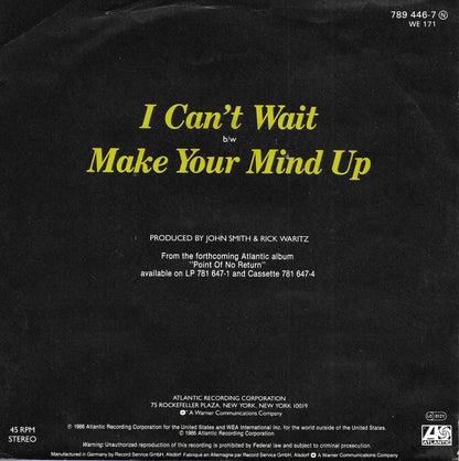 Nu Shooz - I can't wait (Europese uitgave)