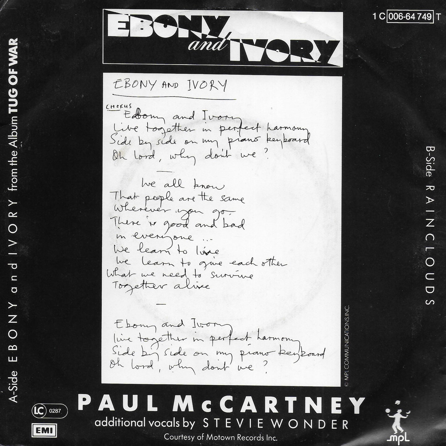 Paul McCartney & Stevie Wonder - Ebony and ivory (Duitse uitgave)
