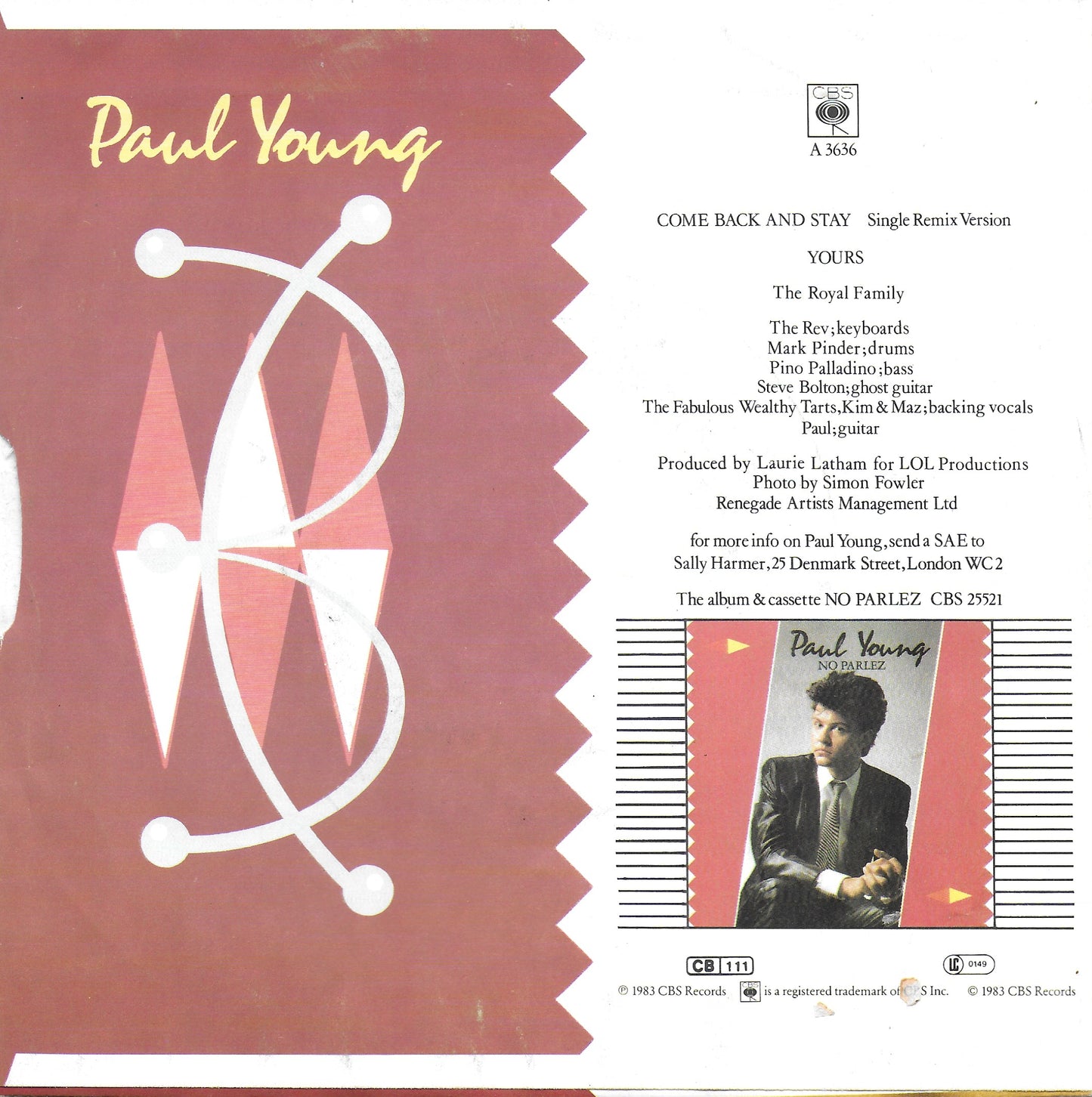 Paul Young - Come back and stay (Duitse uitgave)