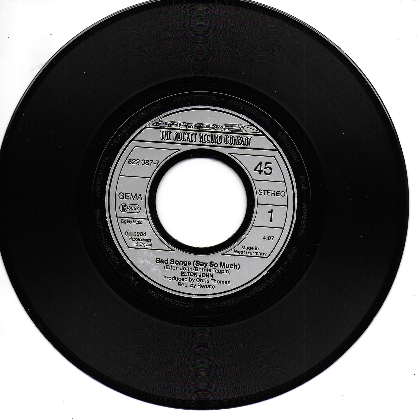 Elton John - Sad songs (say so much) (Duitse uitgave)