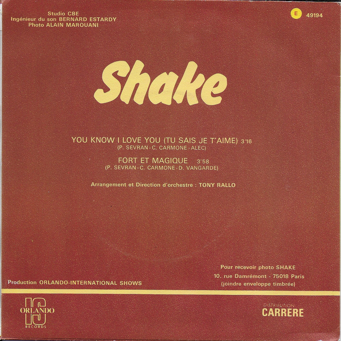 Shake - You know i love you (tu sais je t'aime)