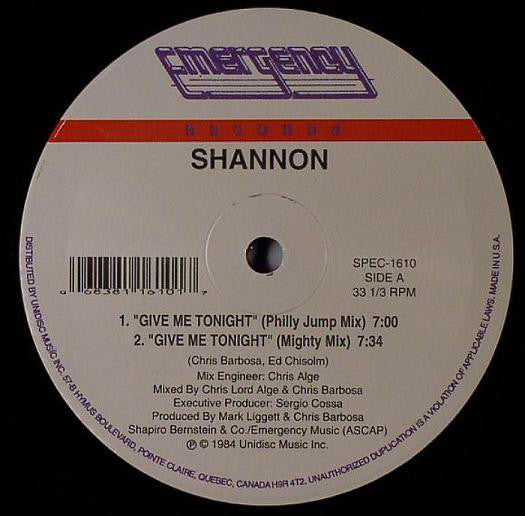 Shannon - Give me tonight (12" Maxi Single)
