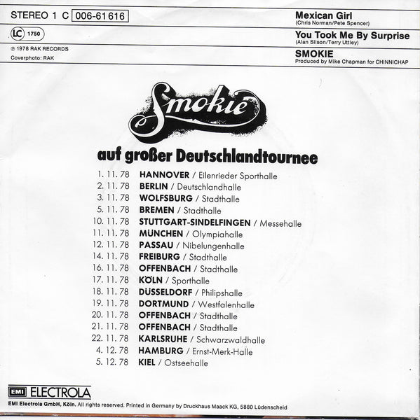 Smokie - Mexican girl (Duitse uitgave)
