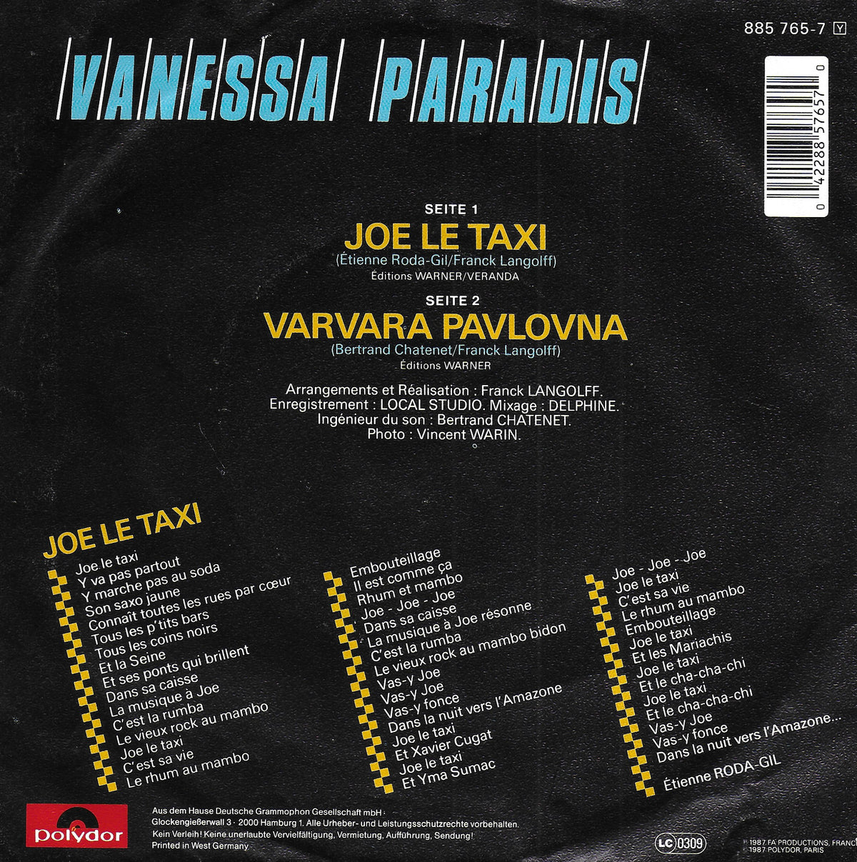 Vanessa Paradis - Joe le taxi (Duitse uitgave)