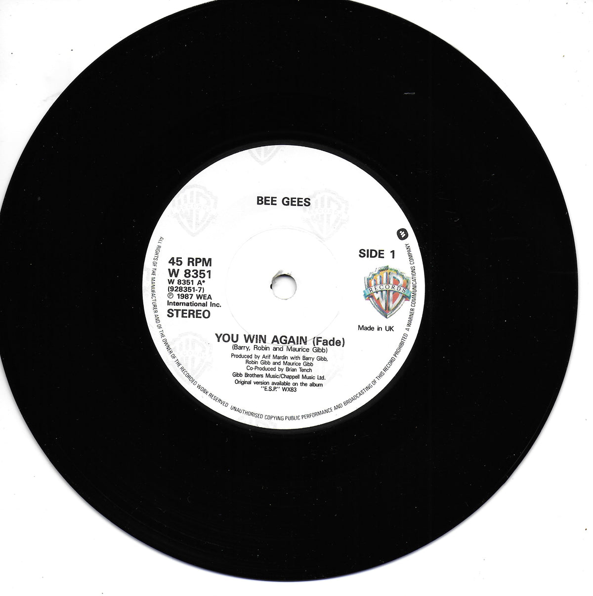 Bee Gees - You win again (Engelse uitgave)
