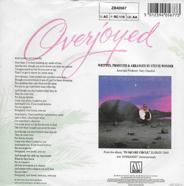 Stevie Wonder - Overjoyed (Engelse uitgave)
