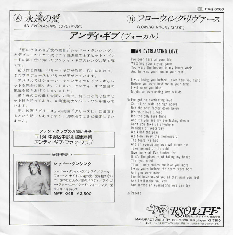 Andy Gibb - An everlasting love (Japanse uitgave)