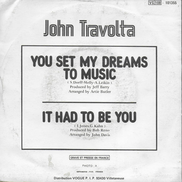 John Travolta - You set my dreams to music (Franse uitgave)