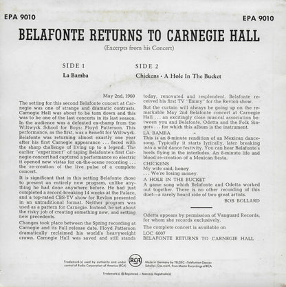 Harry Belafonte - Belafonte returns to Carnegie Hall