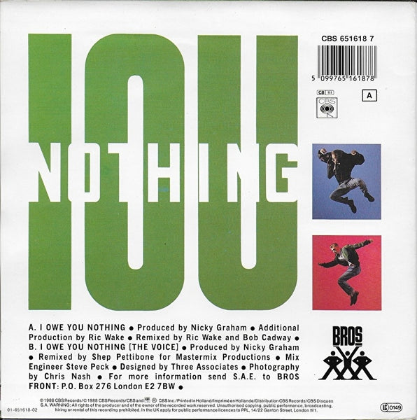 Bros - I owe you nothing (Alternative cover groen)
