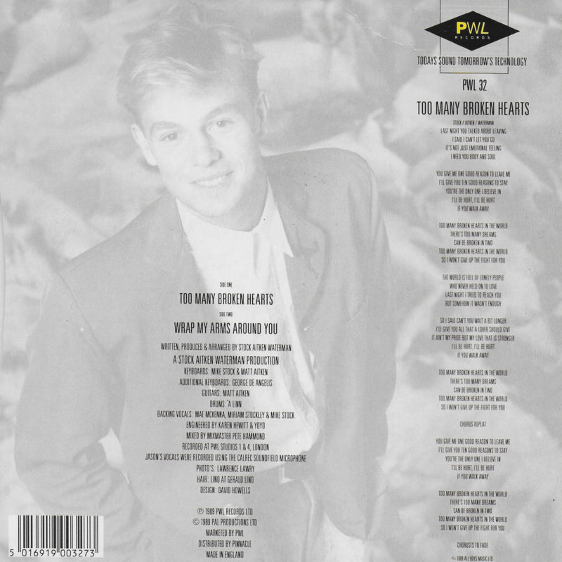 Jason Donovan - Too many broken hearts (Engelse uitgave)