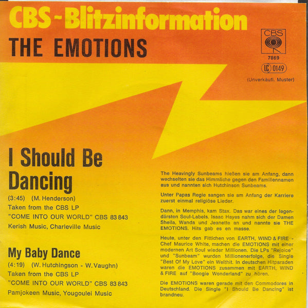 Emotions - I should be dancing (Duitse promo uitgave)