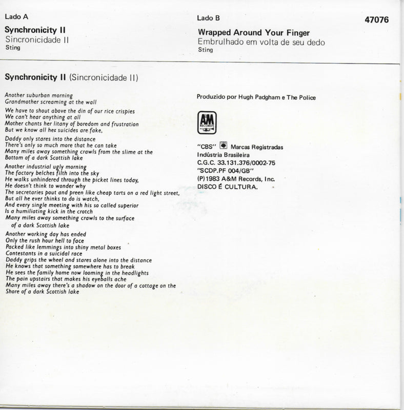 Police - Synchronicity II (Braziliaanse uitgave)
