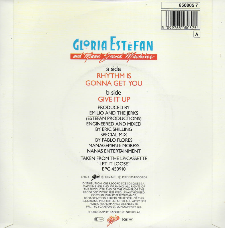 Gloria Estefan and Miami Sound Machine - Rhythm is gonna get you (Engelse uitgave)
