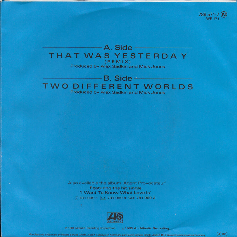 Foreigner - That was yesterday